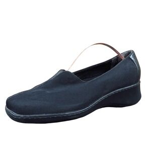 Naturalizer Recruit Womens Comfort Wedge Shoes 7 Wide Black Fabric Slip-On